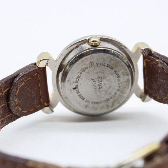 Vintage Time Square Watch Womens Silver Tone Moonphase Brown Leather Band - Picture 8 of 8